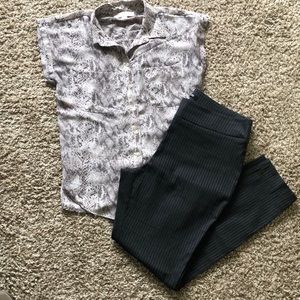 Bundle lavender snakeskin top w/ grey pants